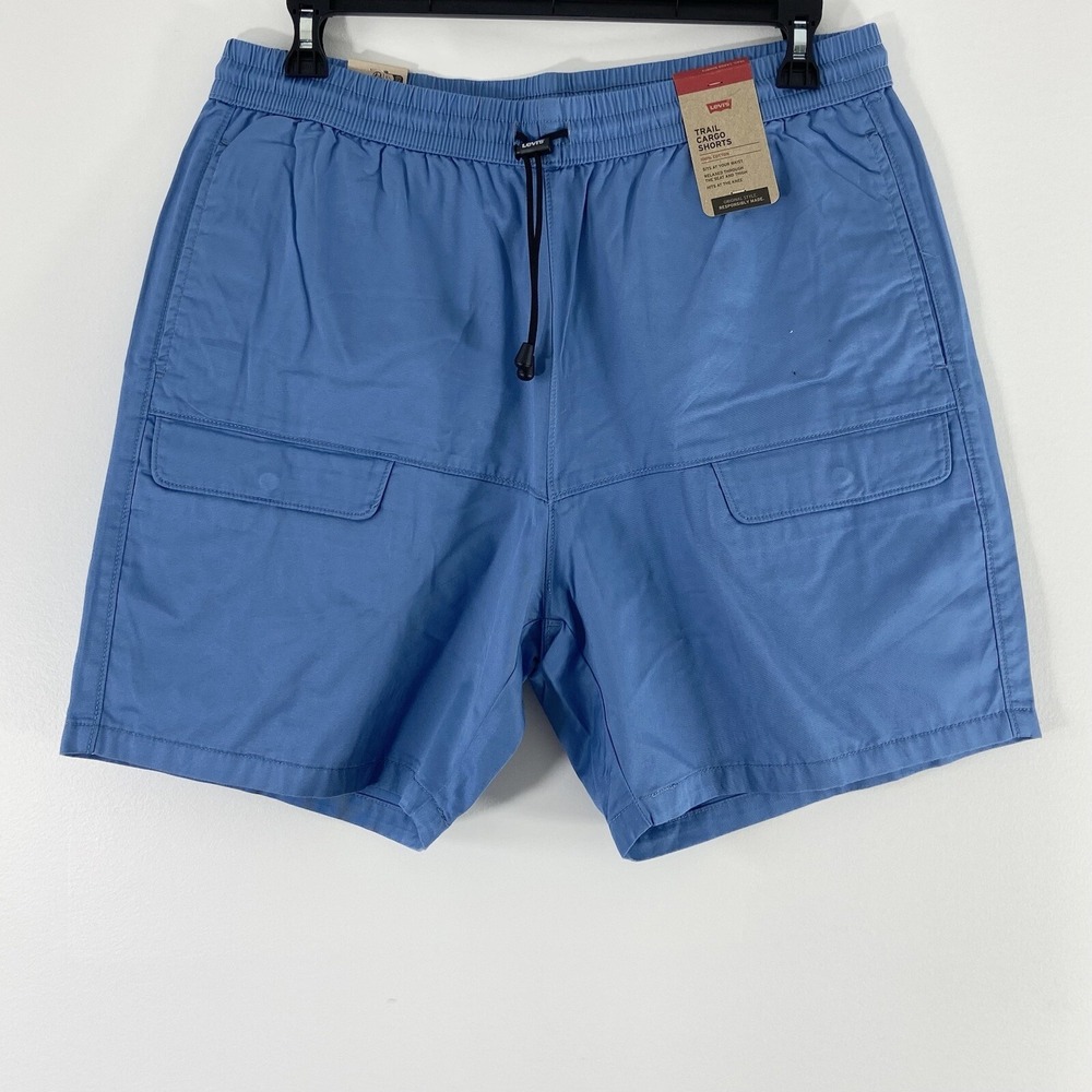Levi's‎ Cargo Shorts Men's Large Blue Trail Walking Beach Elastic Waist New